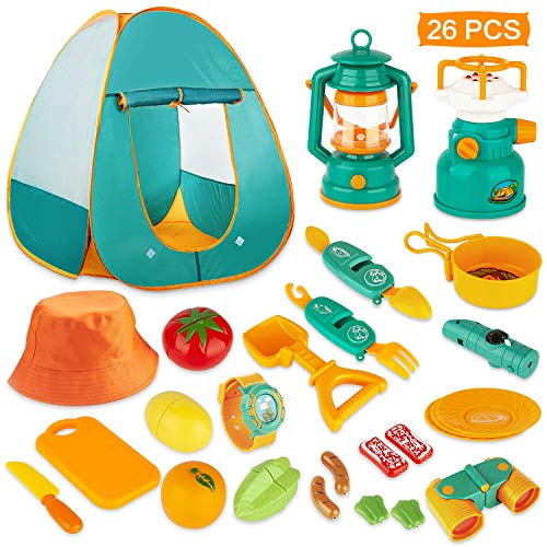 26 PCS Kids Camping Set, Pop Up Kids Play Tent with Camping Gear