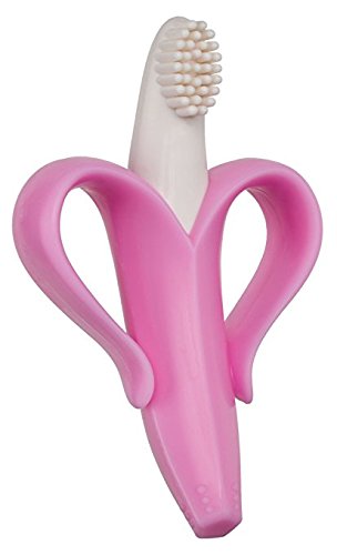 Baby Banana - Pink Banana Toothbrush, Training Teether Tooth Brush for Infant, Baby, and Toddler