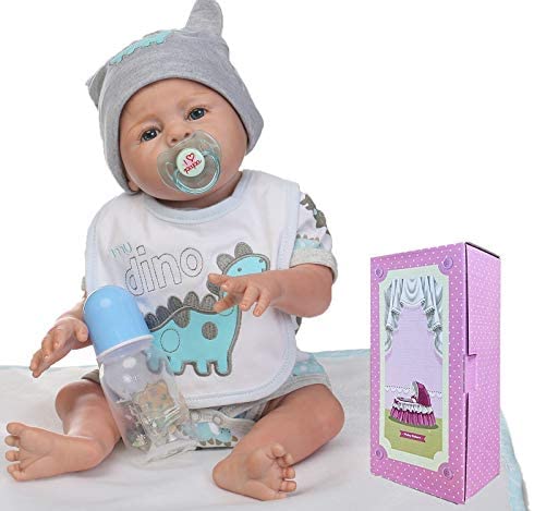 NPKTOYS Lifelike Reborn Baby Doll Boy 22“ Full Vinyl Silicone Washable Toy Newborn Dolls