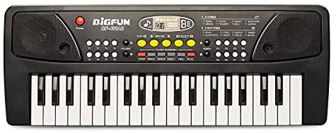 BIGFUN 37 Keys Multifunction Portable Electronic Kids Piano Musical Teaching Keyboard for Kids Children Early Learning Educational Toy with Double Speakers (Black)
