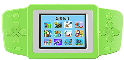 TEBIYOU Handheld Game Console for Kids Seniors Adults with Built in 218 Classic Video Games 2.5'' Screen USB Rechargeable Portable Gaming Console Player Birthday Gift for Toddlers-Green