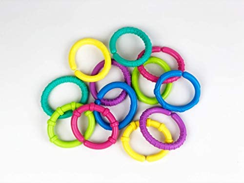 Re Play Made in USA 12pk Teething Links | Made from Eco Friendly Heavyweight Recycled Milk Jugs - Virtually Indestructible| Rainbow