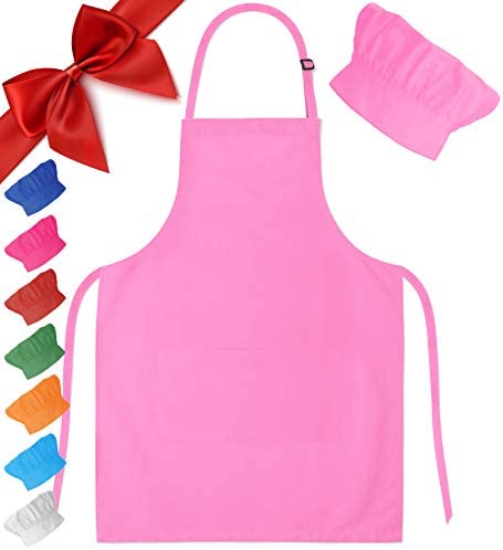 Dapper&Doll Kids Apron and Chef Hat - Ages 4-10 - Light Pink