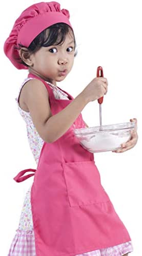 Dapper&Doll Kids Apron and Chef Hat - Ages 4-10 - Pink