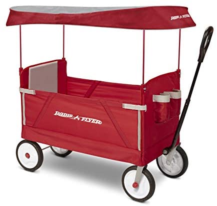 Radio Flyer  3-In-1 Ez Folding Wagon with Canopy For Kids & Cargo, Red