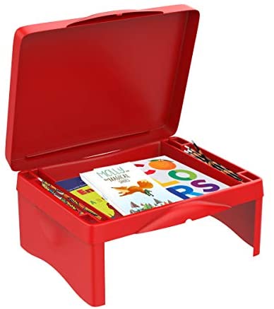 Hey! Play! Lap Desk for Kids-Folding Collapsible Portable Table with Storage for Paper, Pencils, Books-Kids Activity Tray for Writing, Crafts, Art