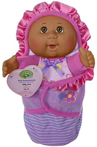 Cabbage Patch Kids Official, Newborn Baby African American Girl Doll - Comes with Swaddle Blanket and Unique Adoption Birth Announcement