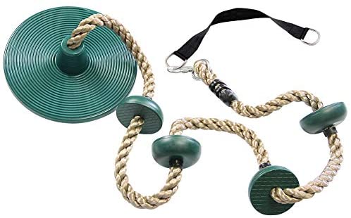 Juegoal Climbing Rope Swing with Platform and Disc Swing Set Rope Ladder for Kids Outdoor Tree Backyard Playground Swing