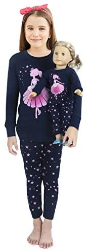 Babyroom Girls Matching Doll&Toddler 4 Piece Long Cotton Christmas Pajamas Kids PJS