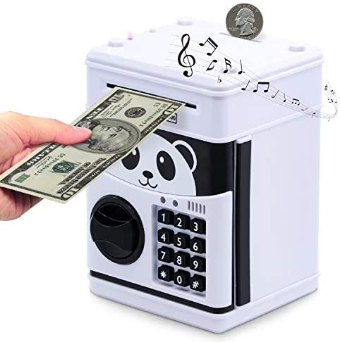 Electronic Piggy Bank, Money Bank for Kids, Cartoon Password ATM Piggy Bank for Real Money, Kids Piggy Banks Auto Scroll Piggy Banks Animated Panda Bank Cute and Fun Kid’s Toy Electronic Bank