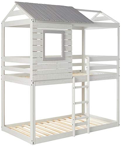 Donco Kids Deer Blind Bunk Loft Bed, Twin/Twin, Light Grey