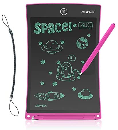 NEWYES 8.5 Inches LCD Writing Tablet with Lock Function Office Whiteboard Bulletin Board Kitchen Memo Notice Fridge Board Magnetic Daily Planner Gifts for Kids (Pink+Lanyard)