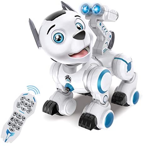 fisca Remote Control Robotic Dog RC Interactive Intelligent Walking Dancing Programmable Robot Puppy Toys Electronic Pets with Light and Sound for Kids Boys Girls Age 6, 7, 8, 9, 10 and Up Year Old