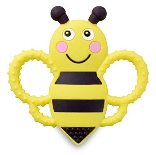 Buzzy Bee Multi-Textured, Soft & Soothing, Easy-Hold, Silicone Teether Toy (BPA Free, Freezer & Dishwasher Safe)