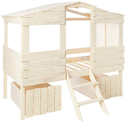 Donco Kids Tree House Low Loft Bed, Twin, Rustic Sand