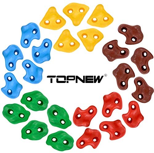TOPNEW 25 Rock Climbing Holds for Kids and Adults, Large Rock Wall Grips for Indoor and Outdoor Play Set - Build Rock Climbing Wall with 2 Inch Mounting Hardware