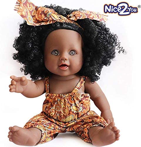 Nice2You Black Doll African Girl Baby Doll for Kids Fashion Play Doll 12inch Perfect for Birthday Christmas Gift