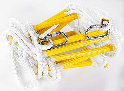 ISOP Indoor/Outdoor Rope Ladder 8 ft / 15 ft / 24 ft/Window Hooks – Sturdy Exercise Rope Ladder – Climbing Hanging Rope for Kids & Adults – Rope Ladder for Swing Set