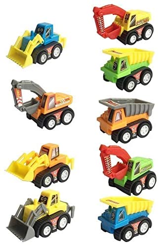 Construction Vehicles Fun Pull Back Car Toy for Boys Toddler Bulldozer Excavator Dumper Truck for Children Toddlers Mini Engineering Toys Party Favor Fillers Decorations 9 Packs - Color Random