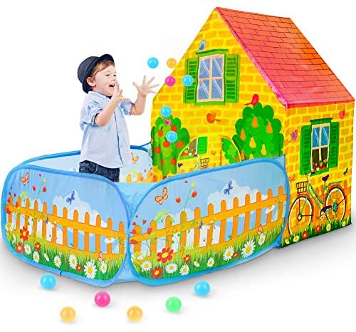SkyNature Kids Play Tent, Pop Up Playhouse with Ball Pit (No Ball Included), Indoor/Outdoor Discovery Game Tents for Girls,Boys,Children,Babies and Toddlers - Pretend Play Garden House