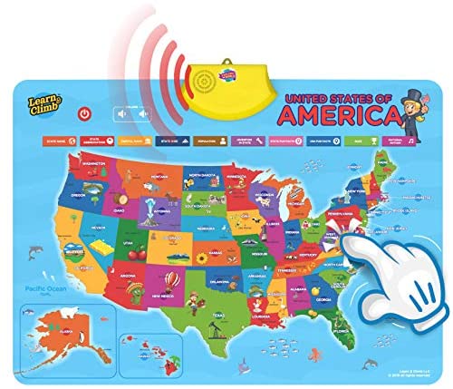 Learn & Climb United States Interactive Map for Kids Over 700 Facts