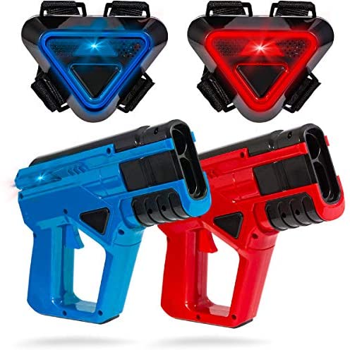 SHARPER IMAGE Two-Player Toy Laser Tag Gun Blaster & Vest Armor Set for Kids, Safe for Children and Adults, Indoor & Outdoor Battle Games, Combine Multiple Sets for Multiplayer Free-for-All!