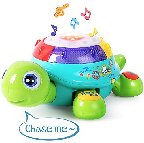 Musical Turtle Toy, English & Spanish Learning, Electronic Toys W/ Lights and Sounds, Early Educational Development Gift 6 7 8 9 10 11 12 Months, 1, 2 Year Olds Baby Infants Toddlers Boys Girls-Yellow