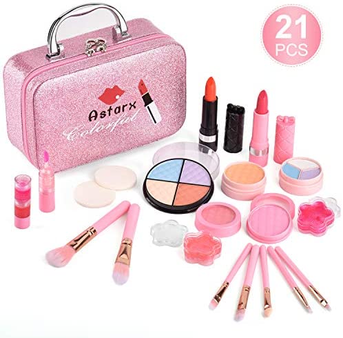 AstarX Makeup Toys for Kids,Real Washable Cosmetics Safe & Non-Toxic Beauty Set for Party Game Halloween Christmas Birthday