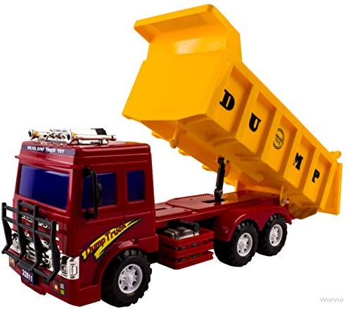 WolVol Big Dump Truck Toy for Kids - Solid Plastic Heavy Equipment Vehicle Toy - Ideal Gift Idea for Kids Boys & Girls (Heavy Duty)