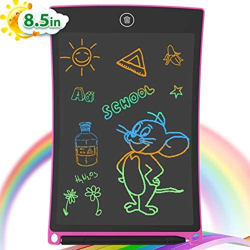 GUYUCOM 8.5-Inch LCD Writing Tablet Colorful Screen Doodle Board Electronic Digital Drawing Pad with Lock Button for Kids Adults (Pink)
