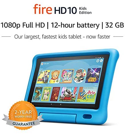Fire HD 10 Kids Edition Tablet – 10.1” 1080p full HD display, 32 GB, Blue Kid-Proof Case