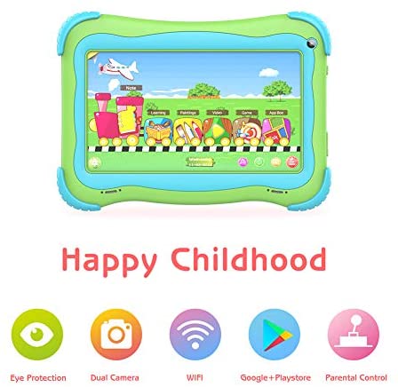 Kids Tablet 7 Android Kids Tablets for Kids Edition Tablet PC Android Quad Core Toddler Tablet with WiFi Dual Camera IPS Safety Eye Protection Screen and Parents Control Mode(Green)