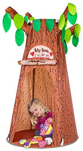 Kids Play Tents, Forest Hollow Tree House for Girls and Boys, Easy Folding Indoor Outdoor Pretend Play Game Props, Pop Up Play Tent w/ Carrying Bag, Ideal for Children Ages 3 Years & Up
