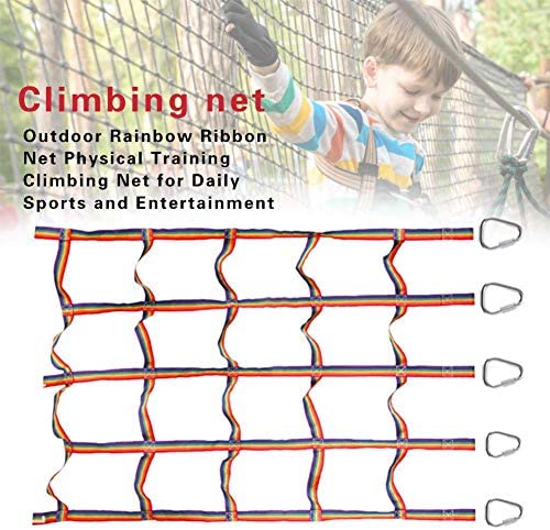 signmeili Ninja Climbing Net, Playground Climbing Net Nylon Rainbow Climbing Frame Net Warrior Cargo Net Indoor/Outdoor Treehouse Kids Playing wondeful