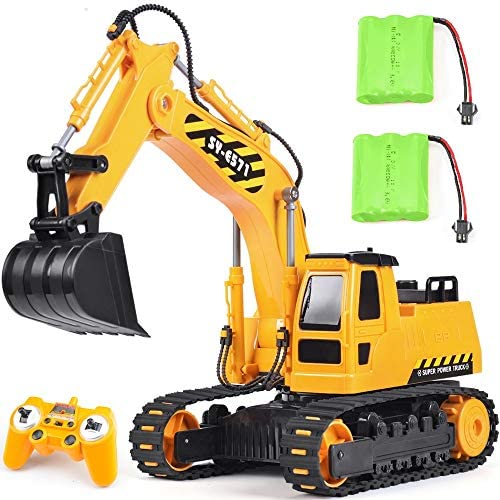 DOUBLE E Remote Control Excavator Toy Truck RC Construction Vehicles for Boys Girls Kids RC Tractor with Working Sounds Rechargeable Battery