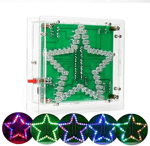 IS Electronic DIY Soldering Practice Assemble Kits, ICSTATION, Star Shape LED Flashing Lights Set, with Acrylic Board, Fit for Electronic Enthusiast, Soldering Learning Beginner