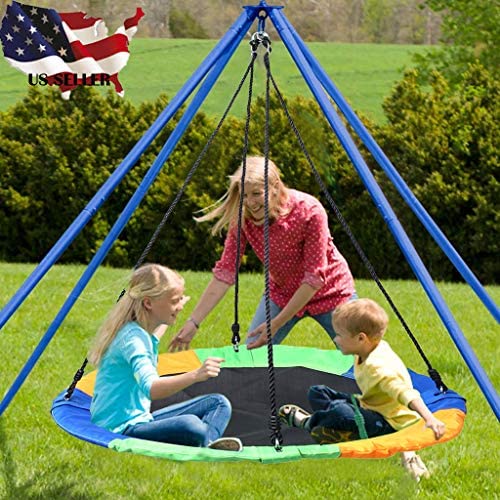 Kuerqi (Shipping by US)Saucer Tree Swing Flying 660lb Multi-Strand Ropes Colorful and Safety Swing Green Outdoor Baby, Children & Toddler Swing Set Accessories For The Playground, Backyard. (AS show)