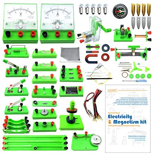 EUDAX School Physics Labs Basic Electricity Discovery Circuit and Magnetism Experiment kits for Kids Junior Senior High School Students Electromagnetism Elementary Electronics
