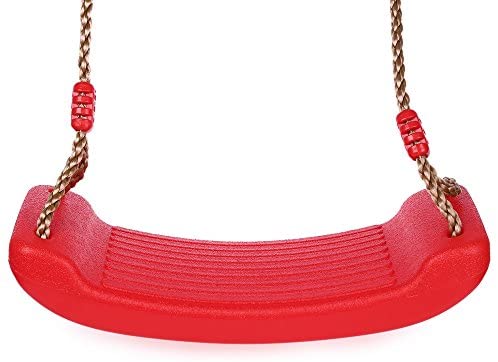 AODD Children's Swing Seats, Child Outdoor Swings Toys, Bright Colors Environmental Plastic Garden Or Yard Tree Swing Rope, Seat Molded for Kids Enjoy Flowers Birdsong Swing Seats (red)