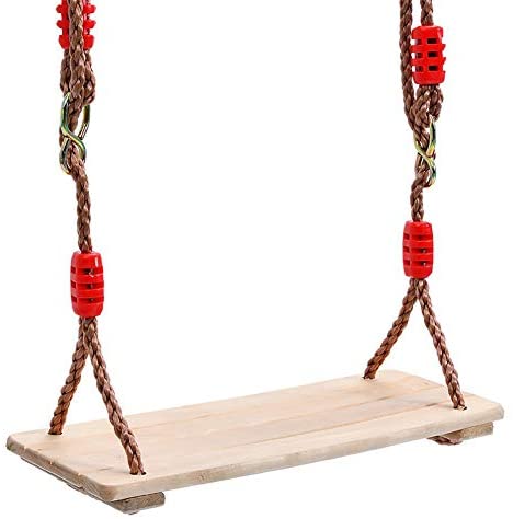 TODAYTOP Hanging Wooden Tree Swing Seat for Kids Adult Natural Wood Backyard Replacement Rope Swing Four-Board Pastoral Wooden Swing for Outdoor Indoor