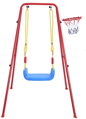 CreazyBee Children's Toys Swing Basketball Combination Swing Set Multipurpose Portable Swings Basketball Training Indoor and Outdoor Play,for Large Rooms Or Courtyards (Within 7 Days Arrive) (As show)