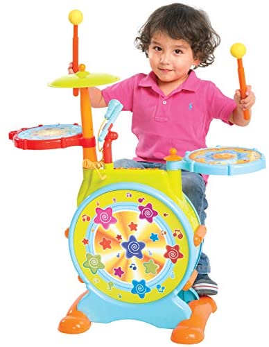 Best Choice Products Kids Electronic Toy Drum Set w/ Adjustable Sing-Along, Microphone, Stool, Drumsticks