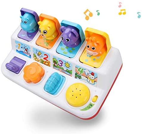 FS Interactive Pop Up Animals Toy with Light, Music, Animal Sound, Pop-up Activity Toys as Gifts for Ages 9-12-18 Months Toddlers & 1 Year Old Kids, Babies, Boys&Girls