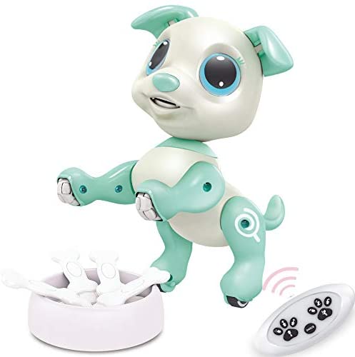 BIRANCO. RC Dog, Electronic Pets - Remote Control, Gesture Control, STEM Programmable Actions, Walk and Bark, Fun Puppy Toys for Boys and Girls, Ages 3 and Up (White)