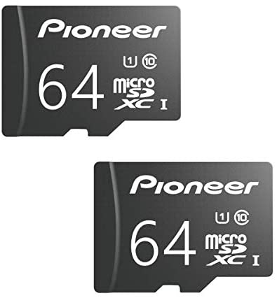 Pioneer 64GB microSD Classic with Adapter - C10, U1, Full HD Memory Card (2 Pack)