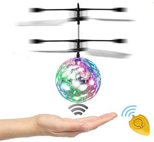 RC Flying Ball, WEKITY Hand Spinner Drone Helicopter Ball Built-in Shinning LED Lighting Flashing Light Aircraft Helicopter Induction Toy Electronic Light-Up Toys for Kids Teenagers