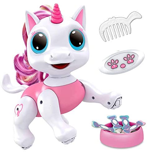 Power Your Fun Robo Pets Unicorn Toy - Remote Control Robot Pet Toy, Interactive Hand Motion Gestures, Walking, and Dancing Robot Unicorn Toy