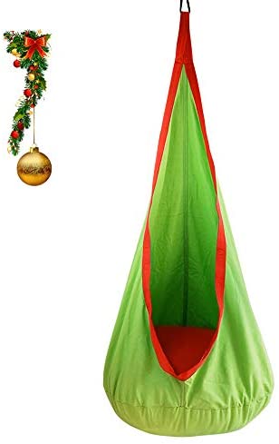 BHORMS Kids Pod Swing Seat Hammock for Indoor and Outdoor Hanging Hammock Chair-Green&Orange