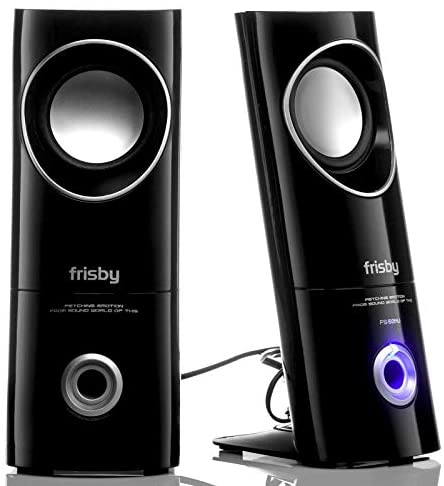 Frisby FS-50NU 2.0 Stereo USB Powered Computer Desktop PC Laptop Speakers w/Volume Control, Headphone & Microphone Inputs - Black
