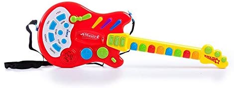 Dimple Kids Handheld Musical Electronic Toy Guitar for Children Plays Music, Rock, Drum & Electric Sounds Best Toy & Gift for Girls & Boys (Red)